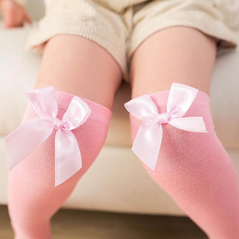 Breathable Stockings Cotton Heelless Socks With Bowknot Detail Comfort For Kids Party Occasion And Daily Use