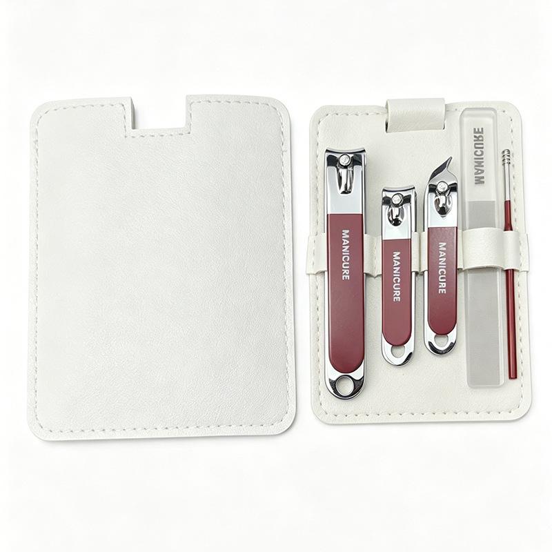 5Pcs Professional Manicure And Pedicure Kit Includes Nail Clipper Nail File And Ear Pick Portable Storage Case Tool