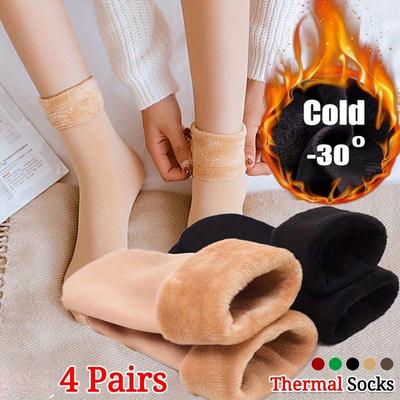 4 Pairs Snow Socks With Plush Lined, Thickened Warm Floor Socks, Winter Cold Cold Warm Socks