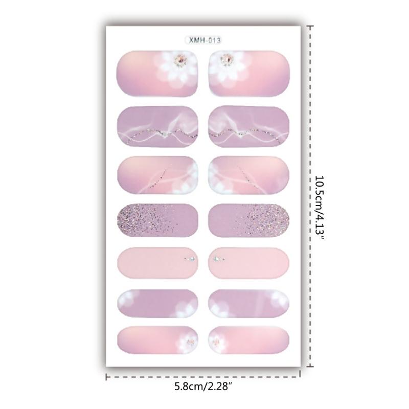 Flower Gradient Nail Sticker Full Wraps Nail Art Stickers Self-Adhesive Nail Art Decal Strips for DIY Nail Art Decor