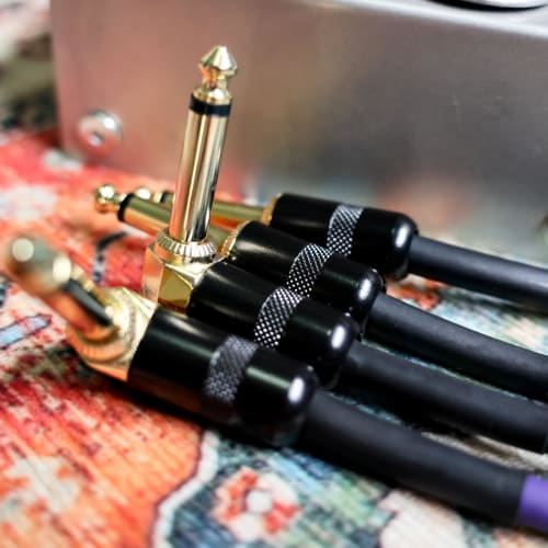 3m Guitar Coiled Cable, Bass Shielded, L-S Type, 6.35mm Stereo Plug, Instrument Cable (Black)