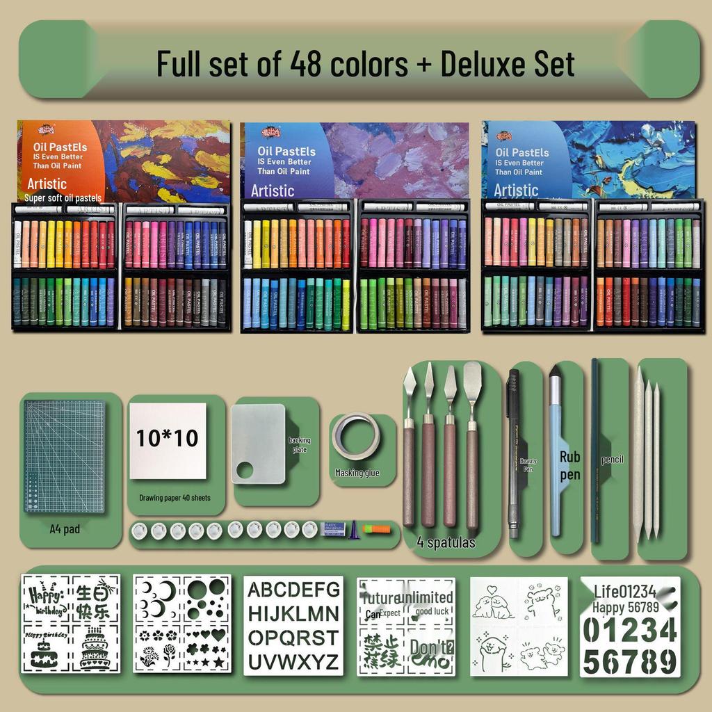48-Color Super Soft Oil Pastels Set with Scraper - Child's Painting Kit