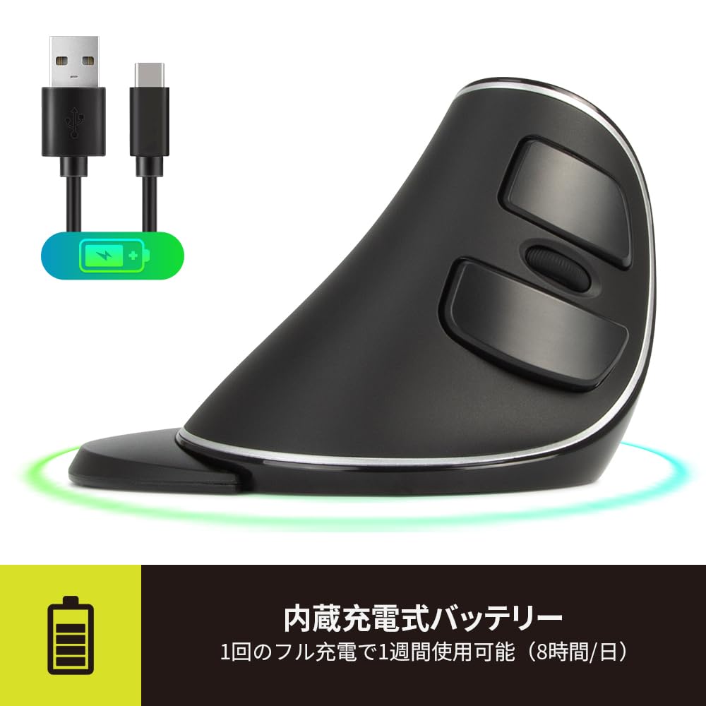 DELUX Wireless Ergonomic Quiet Rechargeable Vertical Mouse with and Bluetooth Detachable Wrist Up to 4000 6 Relieves Carpal and Hand for Mouse, 2.4G