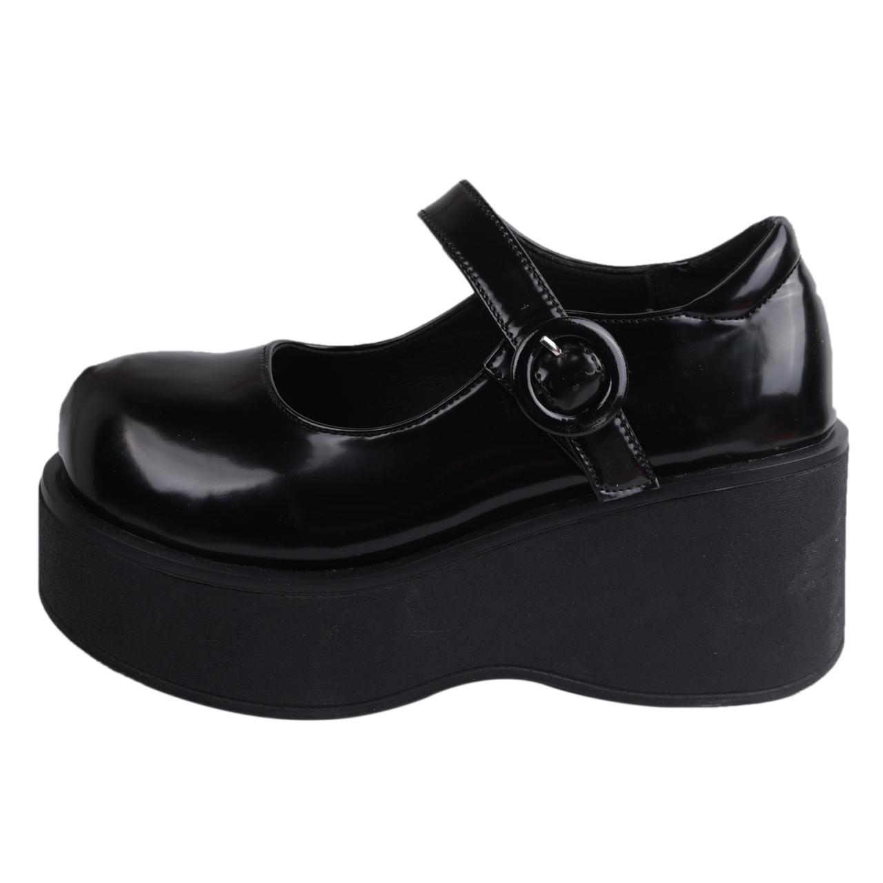 

Модная женская обувь в японском стиле, туфли из коровьей кожи, универсальные туфли-лодочки на толстой подошве, повседневный стиль 40 чёрный