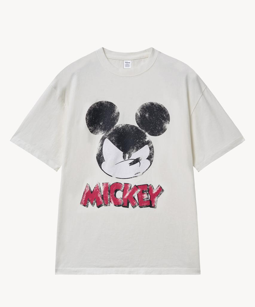 VTWO Fade Washed Face _Mickey_ T-Shirt (White)