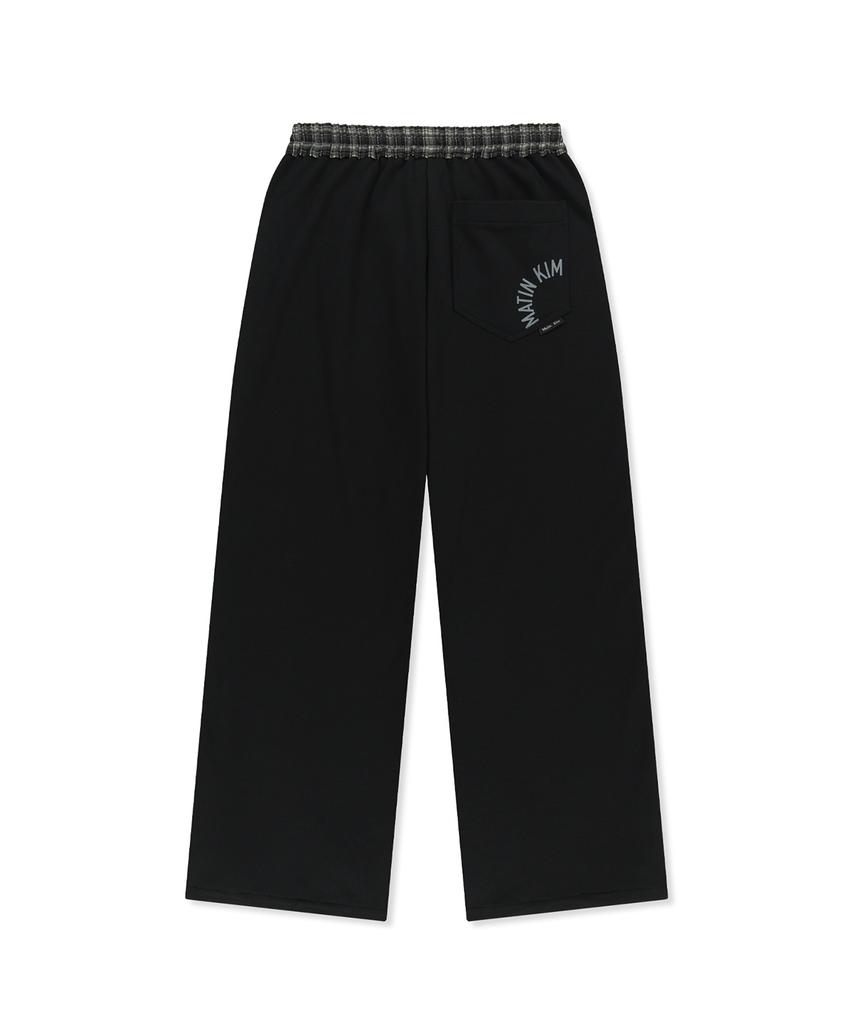 Matin Kim Check Mix Jersey Pants In Black
