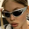 Men's Silver Y2K Sunglasses Outdoor Cycling Sports Sun Glasses Women Vintage Shades Trendy Punk Goggle Eyewear 2000S Aesthetic