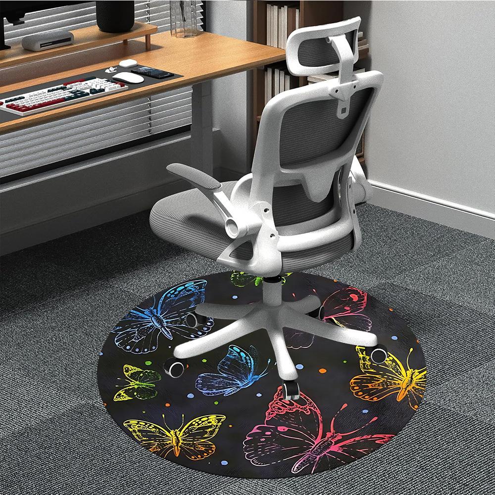 

1pc Butterfly Fabric Print Chair Carpet for Office Non-Slip, Rug for Office, Room, Good Gift for Family or Friends, yy251226191 80cm by 80cm