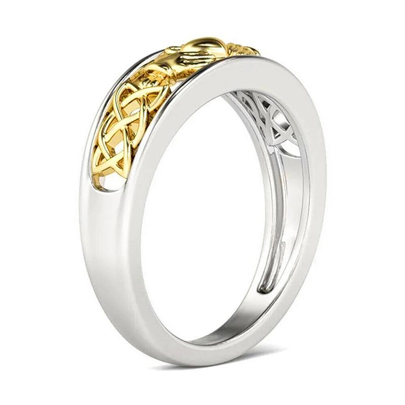 Delicate Two-tone Style Finger Ring Lady Low-key Graceful Accessories for Daily Wear Hollow Out Design Love Heart Jewelry