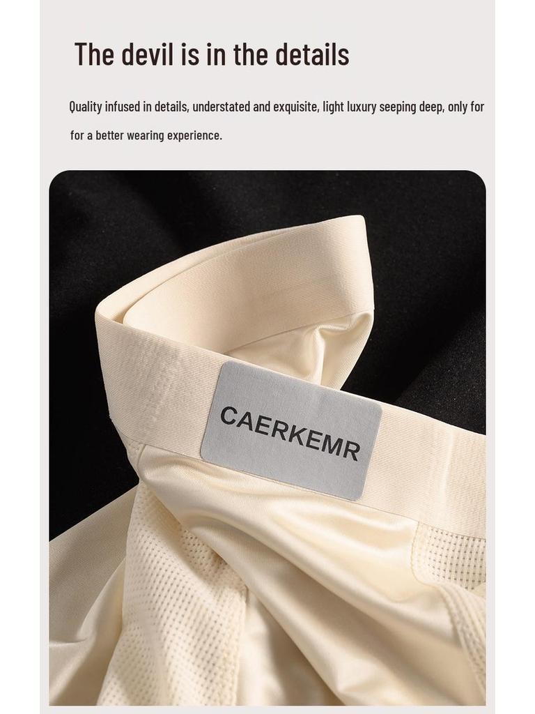 Saténové chladivé pánské bezešvé spodní prádlo se středním pasem z ledového hedvábí - Prodyšné a antibakteriální