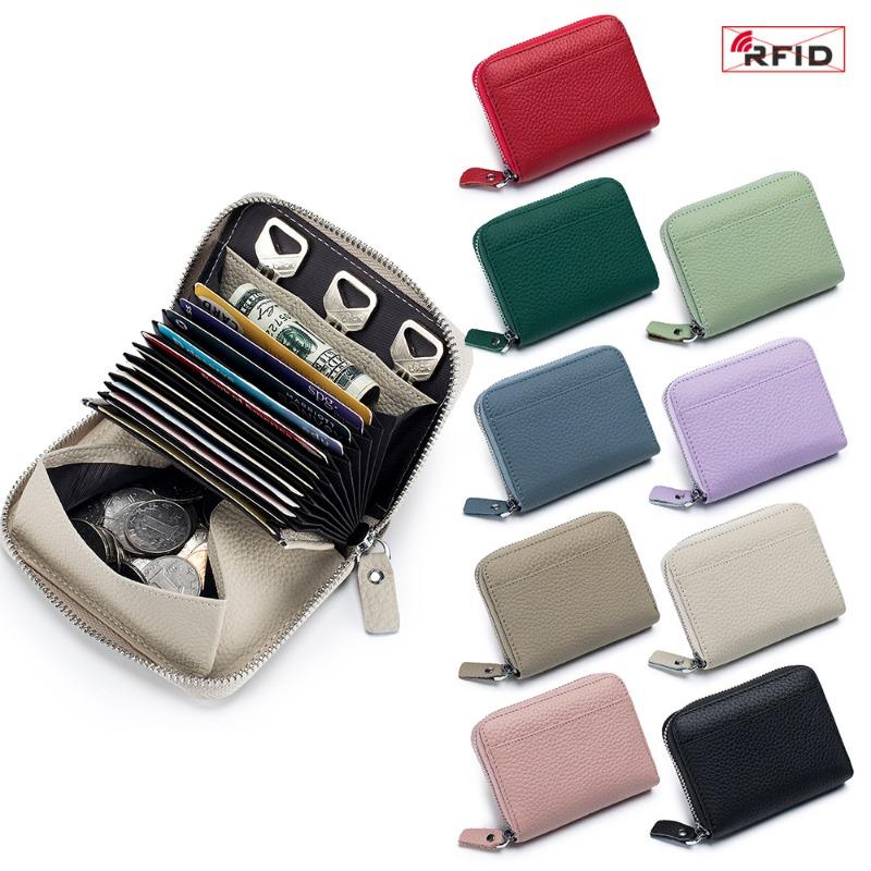 Neue japanische Stil RFID Anti-Diebstahl Bürstenorgan Kartenetui große Kapazität Leder Multi-Kartenhalter Münzbeutel Großhandel