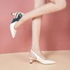 Fashion Temperament Pointed Toe High Heels 2024 Summer New Soft Sheepskin Shallow Mouth Bow Word with Stiletto Sandals Women