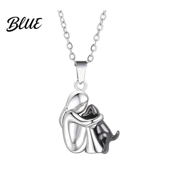 Memorial Necklace for Dog Owner And Woman Puppy Hug Pendant