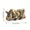 1Pc Exquisite Vintage Brass Rhino Figurine - Handcrafted Miniature Sculpture Ornament for Interior Home Decor with Copper Accents and Unique Carving