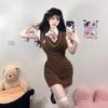 College style sweet and cool babes little fresh imperial sister fan hip bubble sleeve dress JK uniform suit pure desire summer
