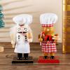 Pack of 2Pcs 17cm Wooden Nutcracker Handmade Figures Chef Gingerbread Man Puppet Festive Collectible Nutcracker Christmas Decor