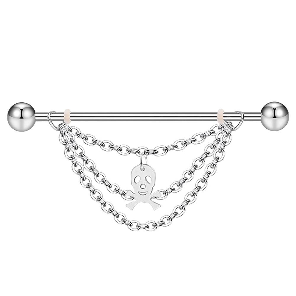 1 Stück Zirkon-Langhantel-Ohrstecker. Zirkon-Langbolzen-Industrie-Langhantel-Piercing-Ohrringe