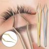 1 Set Stainless Steel Eyelash Extension Tweezers Non Slip Long Handle Ultra Precision Tip For Salon Home Lash Grafting Use