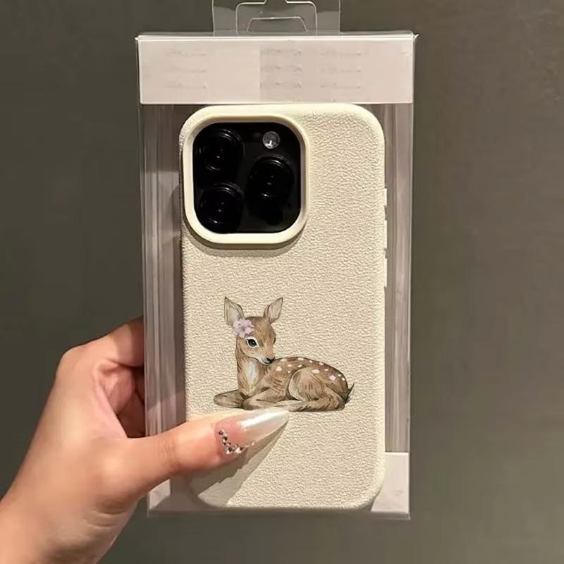 Vintage Brown Deer Design Phone Case For iPhone 17 16 15 14 13 12 11 Pro Max XS XR Plus 15Pro 16Pro Aesthetically Soft TPU Cover