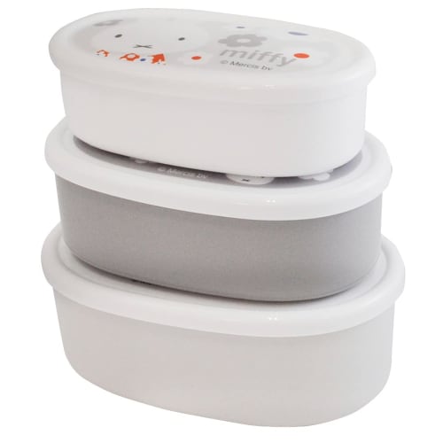Skater Lunch Box Seal Container Storage Container Made in Japan (Large 400ml Medium 280ml Small 180ml) Set of 3 Ag+ Antibacterial Miffy Monotone SRS3S