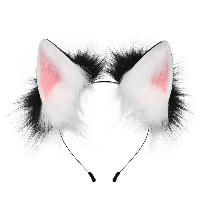 Plush Simulation Handmade Animal Ear Headband, Plush Dress Up Wolf Ear Headband Cosplay Play Lone Wolf Hair Accessories