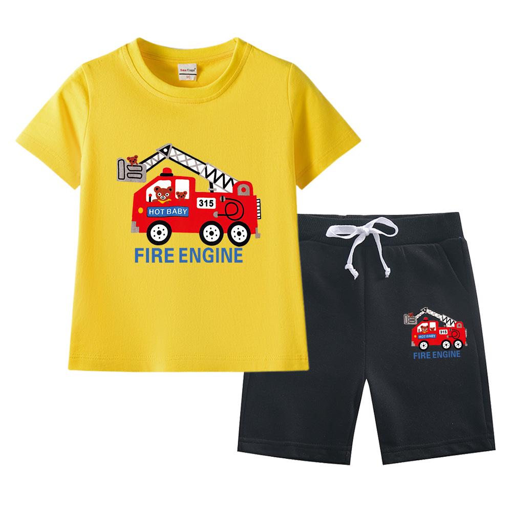 Boys' Summer 2023 Loose Short-Sleeve Shorts Two-Piece Set for Kids