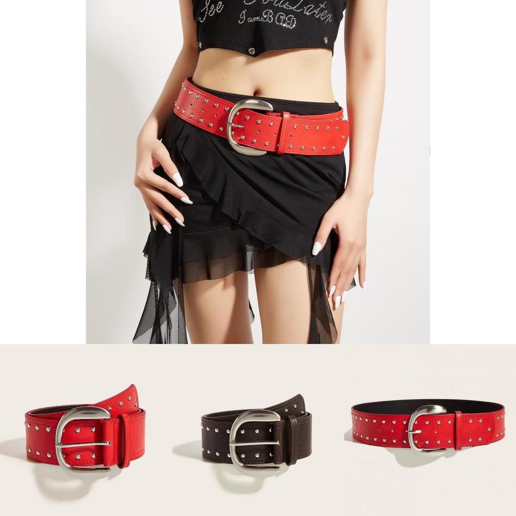 Alternative Style Leather Waist Belt With Metal Pin Buckle For Daily Wear