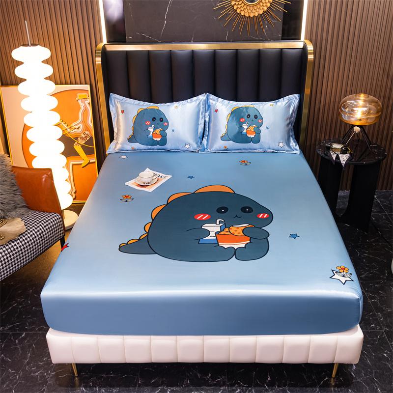 Ice Cooling Fitted Sheet for Queen Bed funda de colchón Cartoon Printed Bed Cover for Kids King Bed Protectors Smooth Bed Sheets