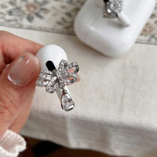 Full diamond bow zircon pendant earphone buckle fashionable and sweet daily bluetooth headset ins