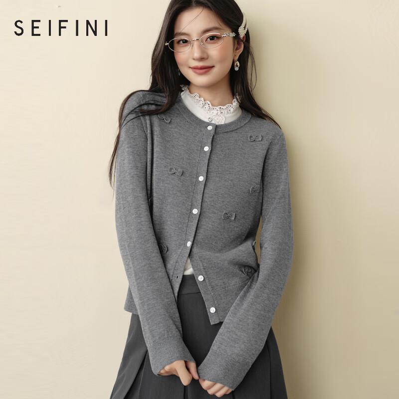 

SEIFINI Women s Versatile Handmade Bow Knit Cardigan M