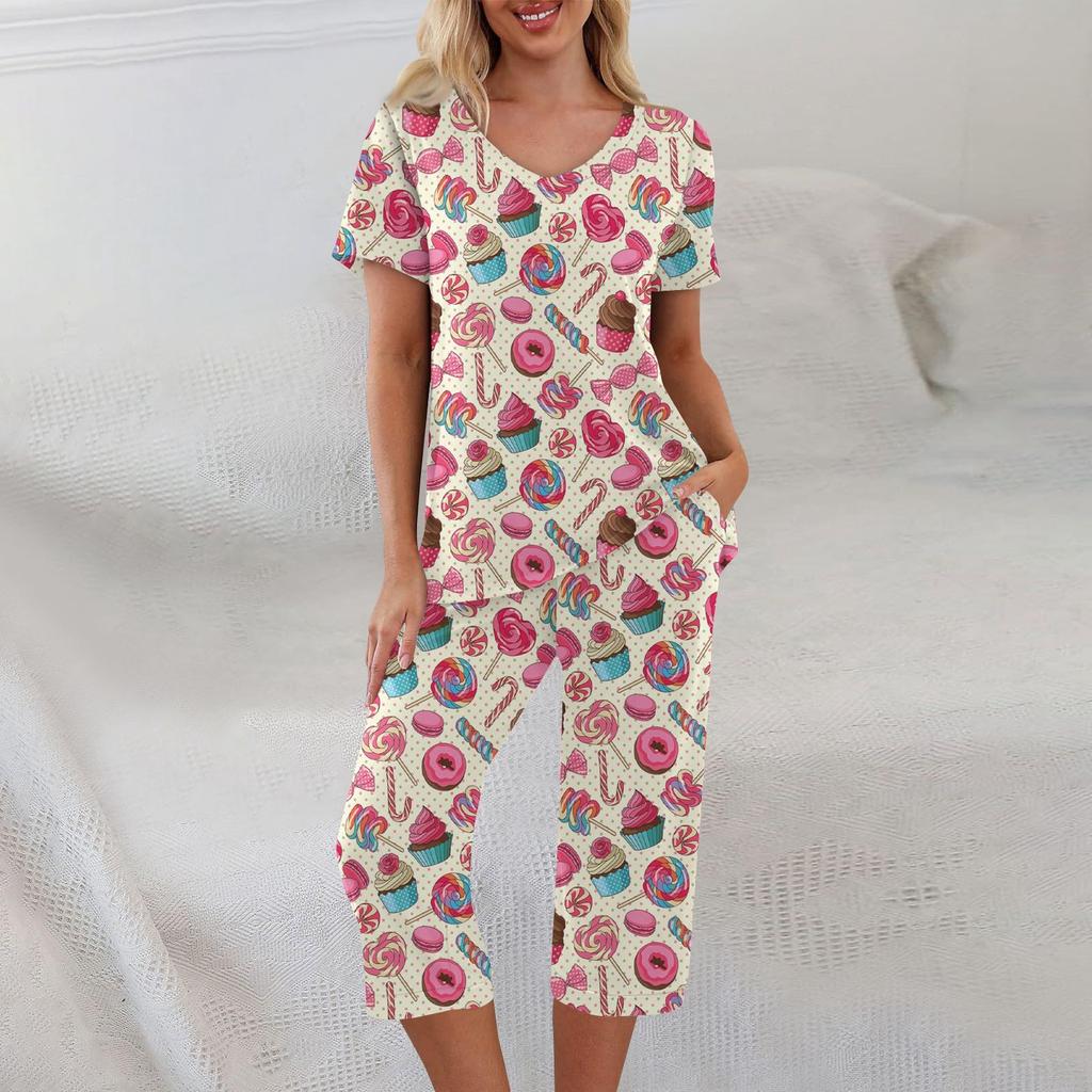 2 Piece Sets For Women Summer Short Sleeve Top And Pants With Pockets Workout Soft Sets