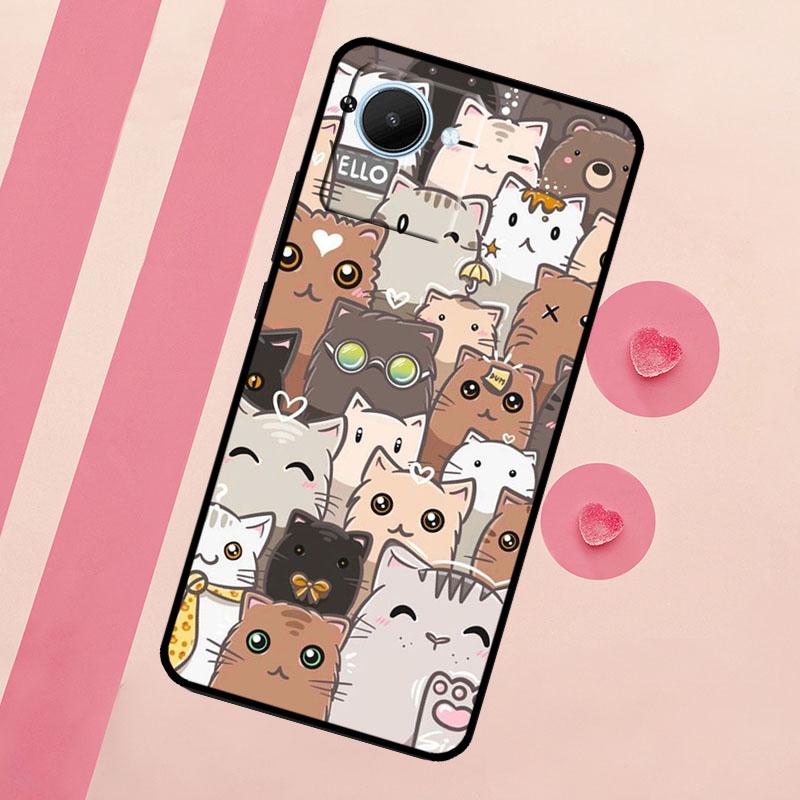 Funny Cute Cats For Realme C67 C75 C63 C61 C71 C55 C51 C65 C53 10 11 12 13 14 15 Pro Plus GT6 GT7 Pro Case