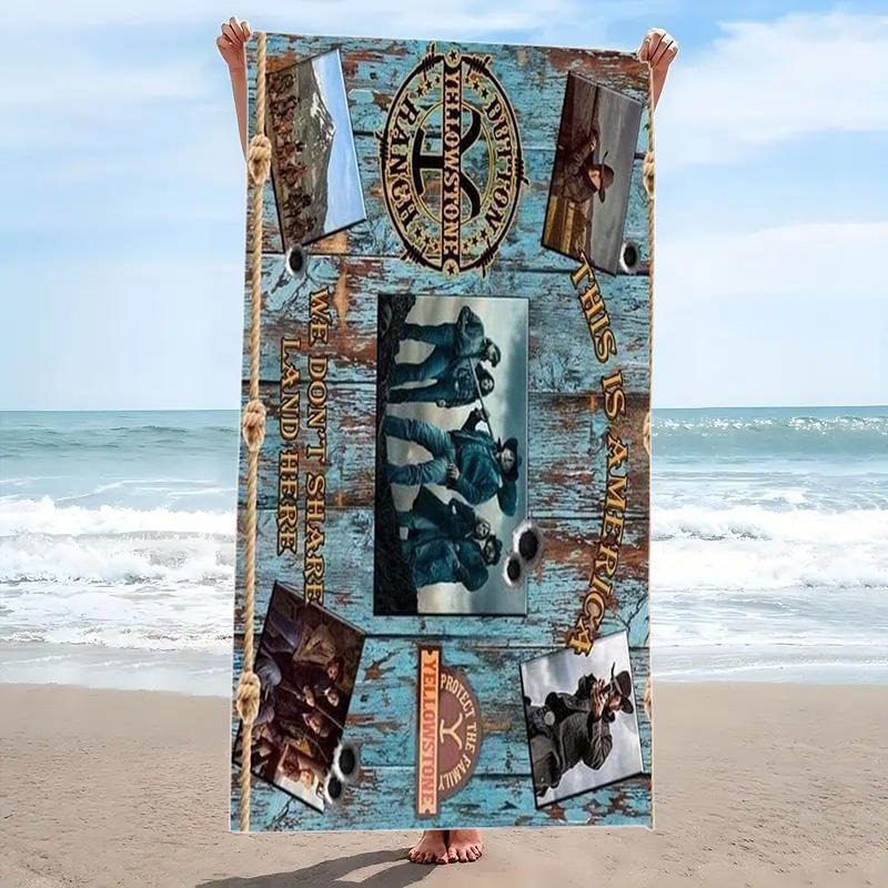 Western Series Yellowstone Print Beach Towel, Large Soft Quick Dry Towel for Beach Camping Swimming