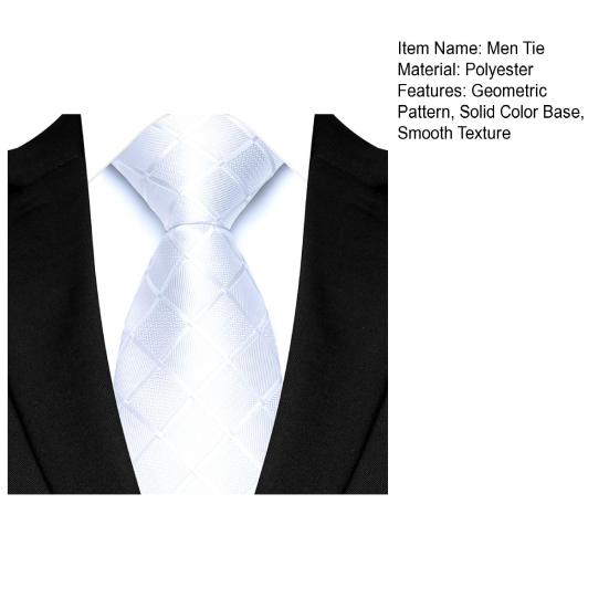 Men Tie Geometric Plaid Pattern Pure Color Design Smooth Texture Dress Tie Business Office Formal Necktie