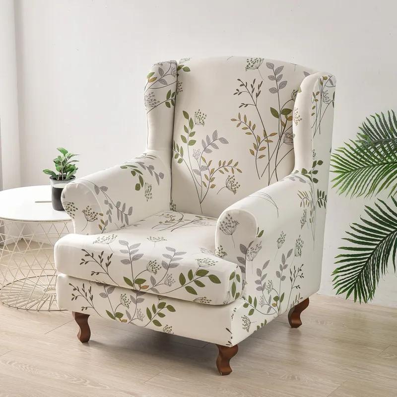 Coperture per Poltrona Alare con Stampa Floreale Copertura per Poltrona Estensibile con Copertura per Cuscino Seduta Copridivani Elastici Copertura per Divano Kingback Casa
