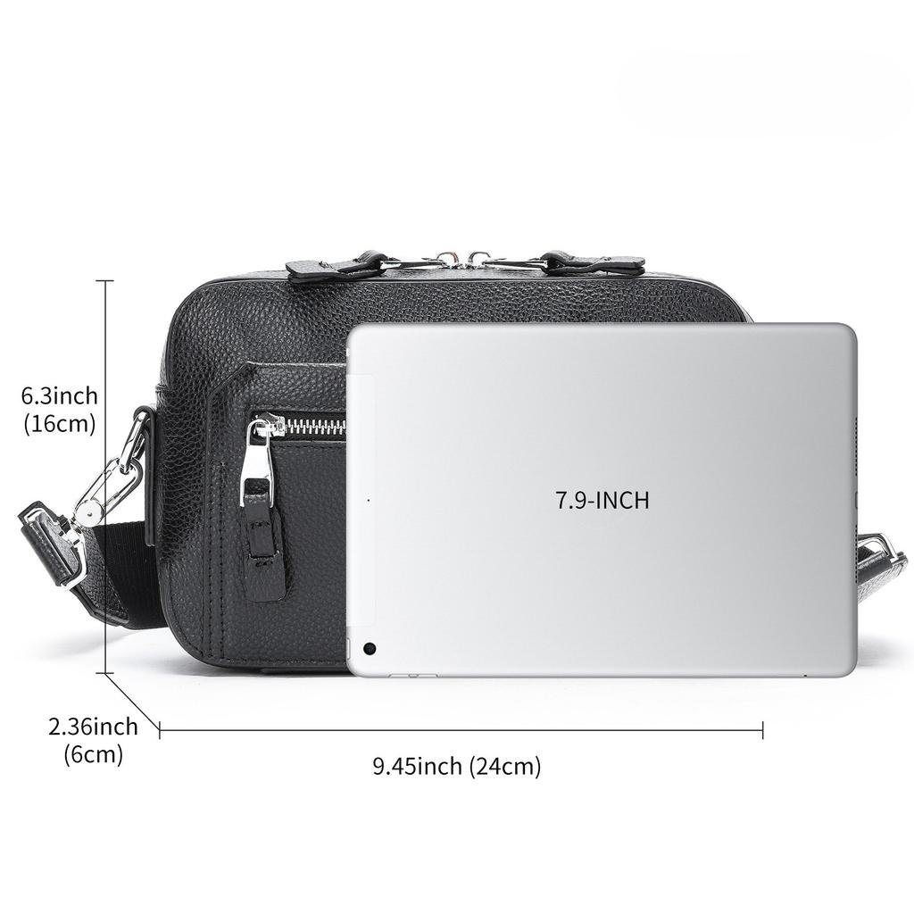 Fashionable Men's Crossbody Bag, Genuine Leather Commuter Casual Small Square Bag, Cowhide Crossbody Bag