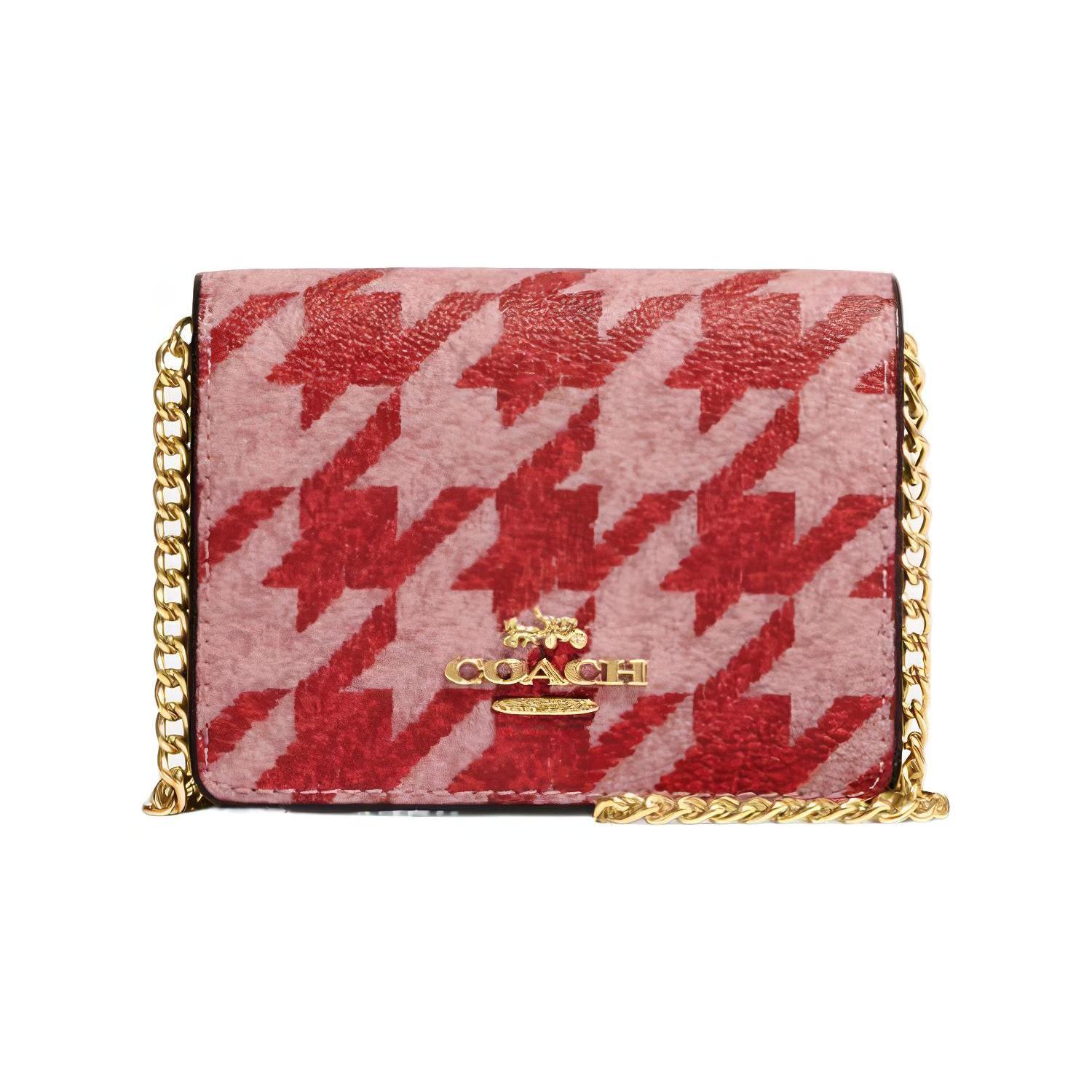 

Новый холщовый кошелек-мини-сумка квадратной формы COACH из кожи женский красный CJ679-IMVRY 10.2*2.5*7.6CM