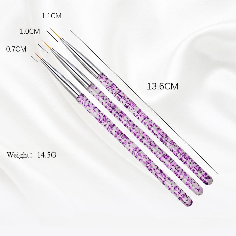 Three Acrylic Exquisite Sequin Rod Pull Line Pen Flower Drawing Hook Line Tool Painting Nail Art Pen