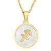 Elegant European & American Zodiac Pendant Necklace - Women's Gold Stainless Steel Constellation Charm