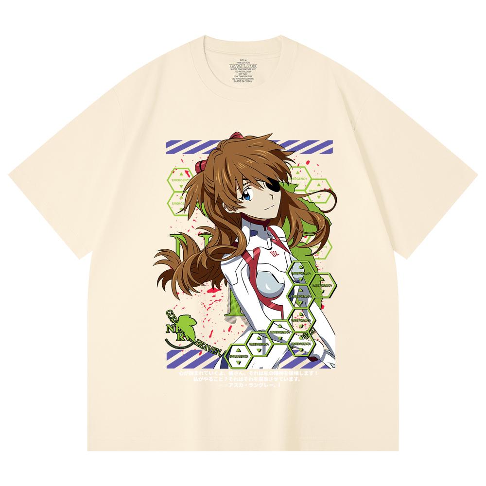 230 Gsm 100% Cotton Evangelion V4 Asuka Print Unisex Heavy Cotton T Shirt