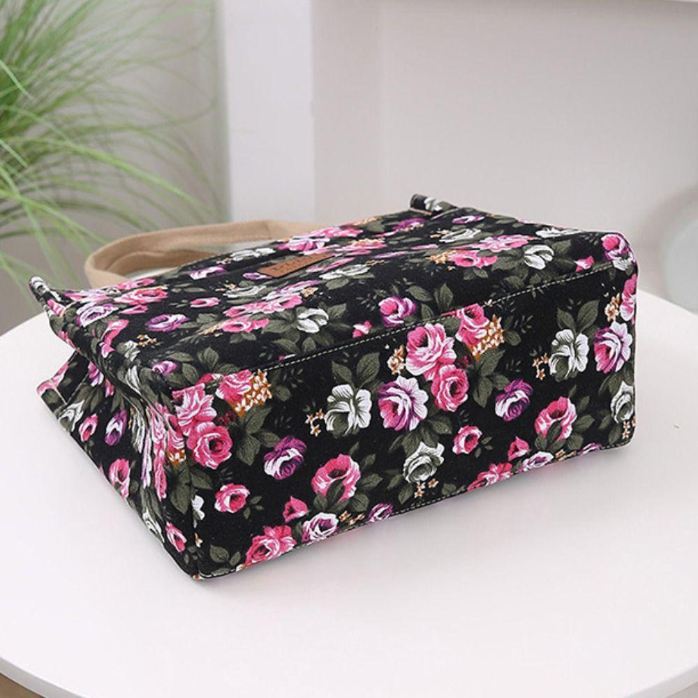 Large Capacity Casual Handbag Portable Mommy Bag Portable Floral Print Tote Bag  Picnic