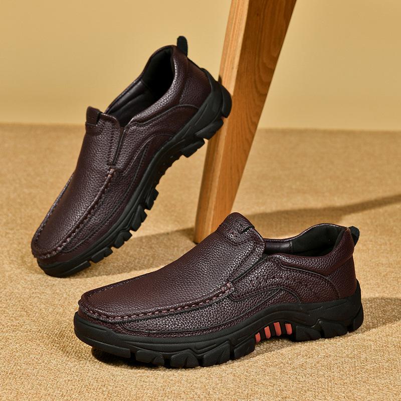 Men's shoes spring and autumn high-end men's leather shoes business one-pedal non-slip soft sole