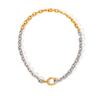 18k Gold and Silver Round Necklace: Minimalist High-End Jewelry for Women