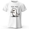 T-shirt da uomo con stampa dinosauro Tea-Rex 100% cotone, Morbida e traspirante, Girocollo, Manica corta, Unisex, Stile divertente e stravagante