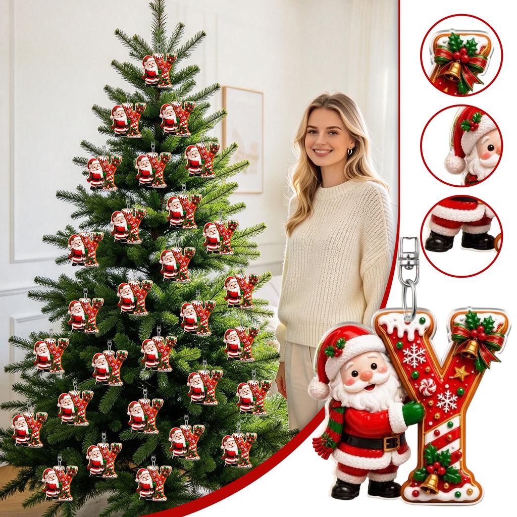26 Letter Christmas Ornaments Set, 2D Hanging Decorations, 0.33 Thick