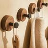 Self-Adhesive Wooden Hook - Walnut Coat & Towel Rack for Bathroom/Bedroom Wall Storage Decor
