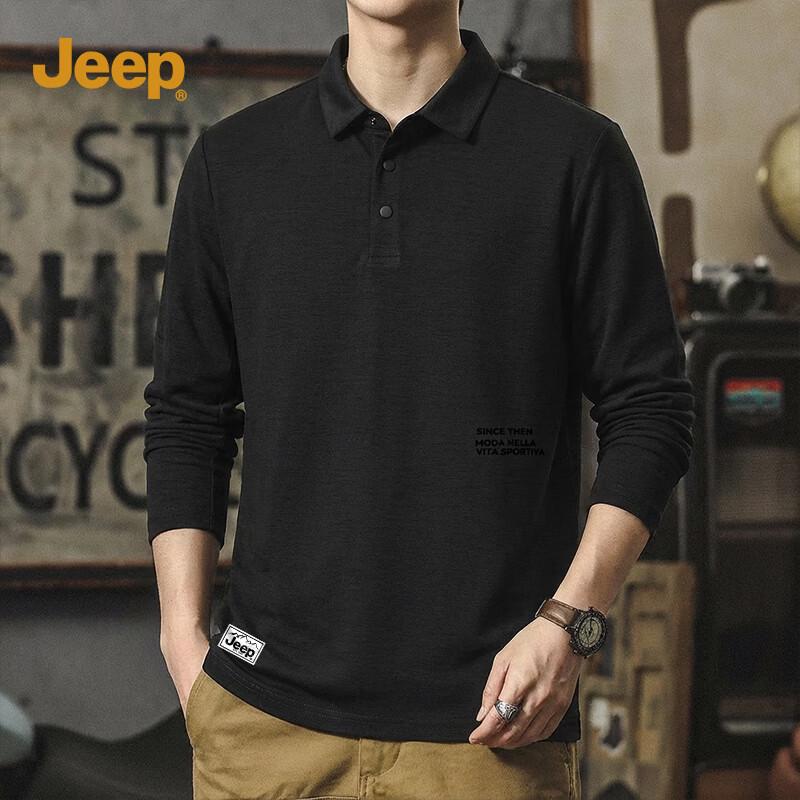 JEEP Men s Polo Collar Long Sleeve T-shirt M
