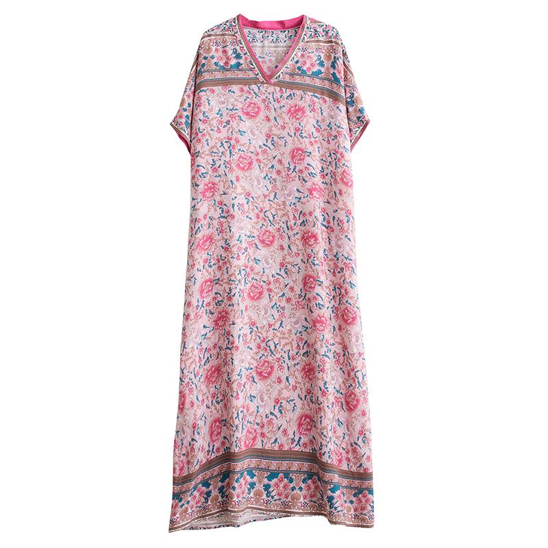 DIMANAF Women 2024 Plus Size Spring Summer Oversize Style Dress Beach Elegant Floral Long Dress Oversize Basic Loose Dress Plus Size 9032