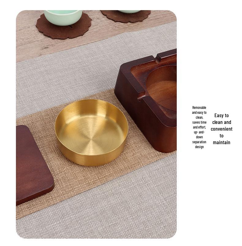 Modern Chinese Anti-Fly Ash Wooden Ashtray for Home or Office