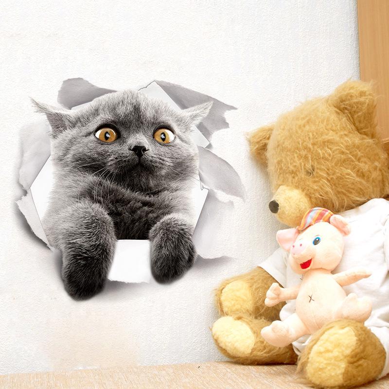 Fanxi Cute Cat Wall Sticker for Bathroom